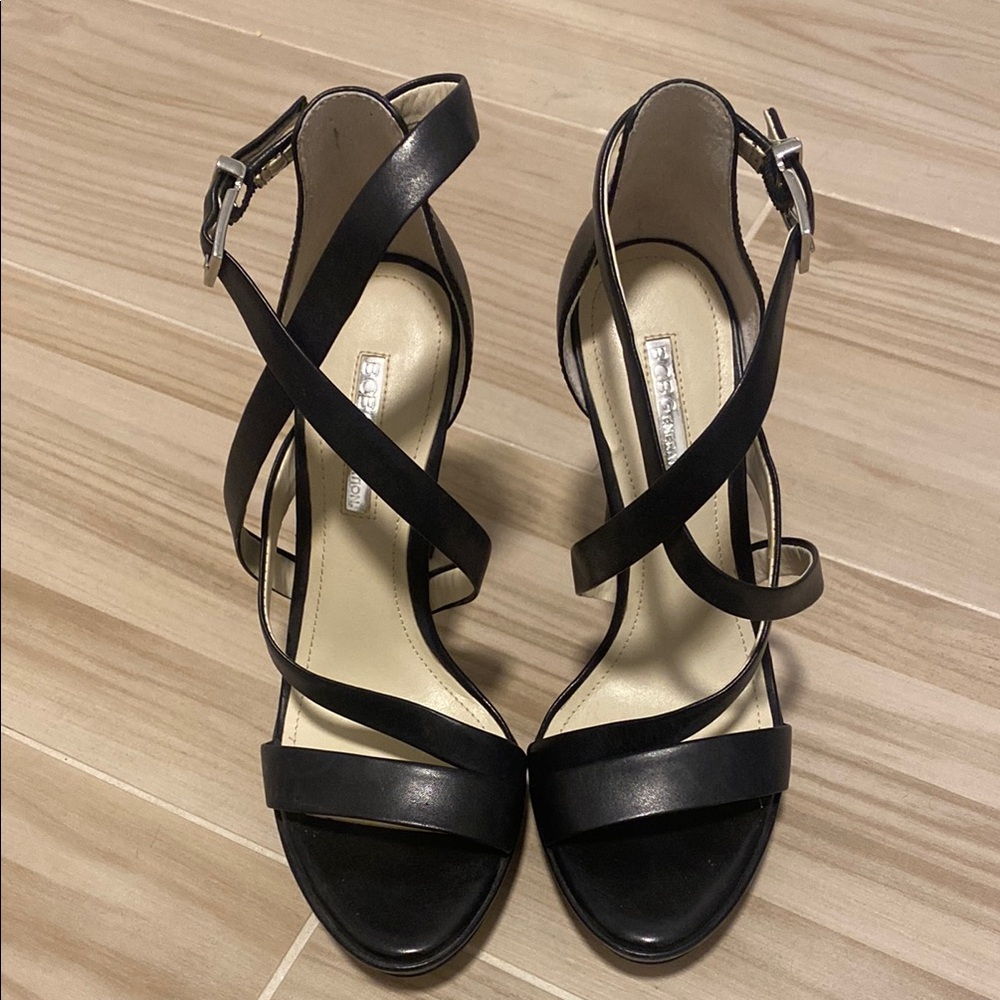 BCBGeneration Black Stiletto Heels with Ankle Straps